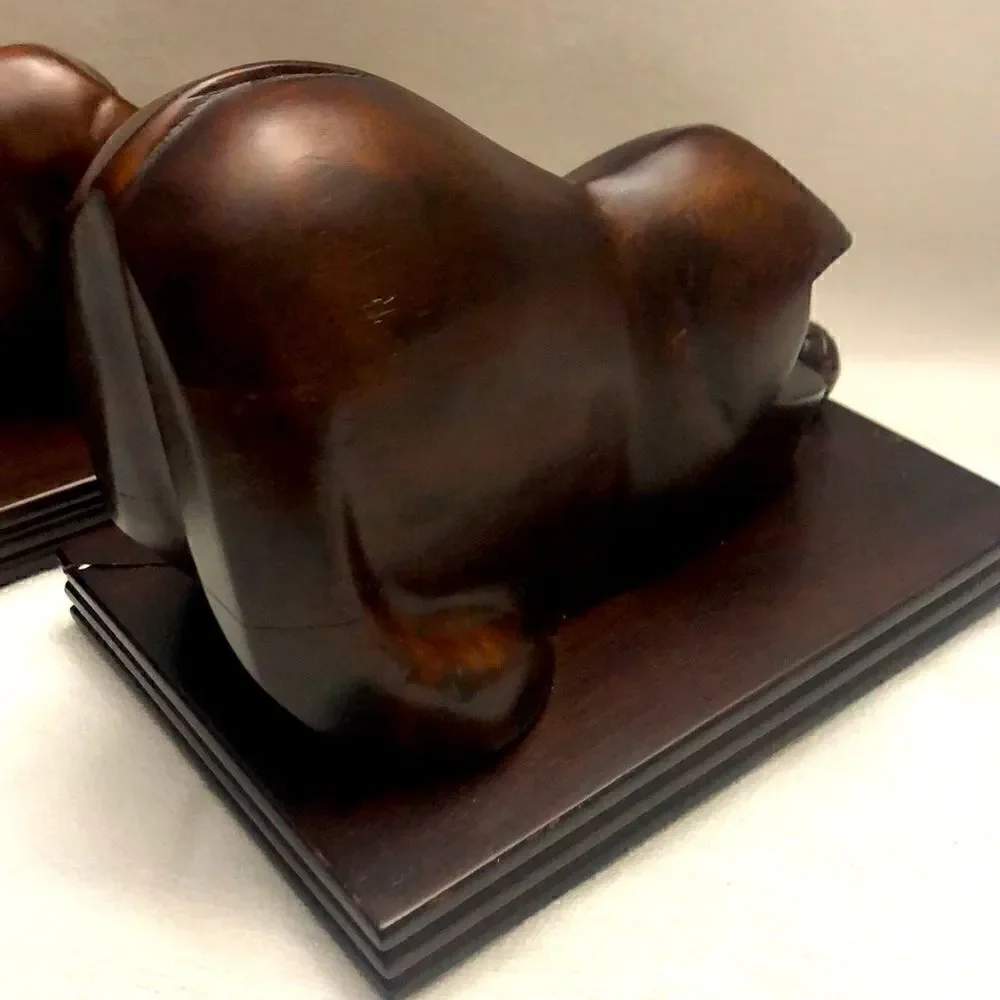 Selamat designs mahogany wood cats bookends